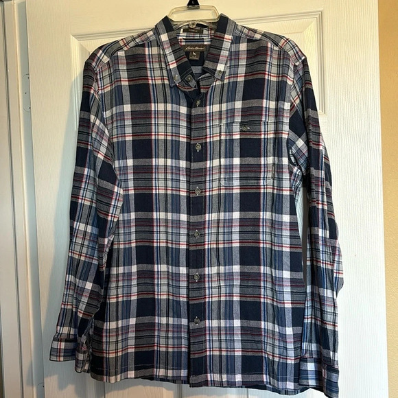 Eddie Bauer men’s blue plaid long sleeve button down shirt size large - Picture 1 of 8